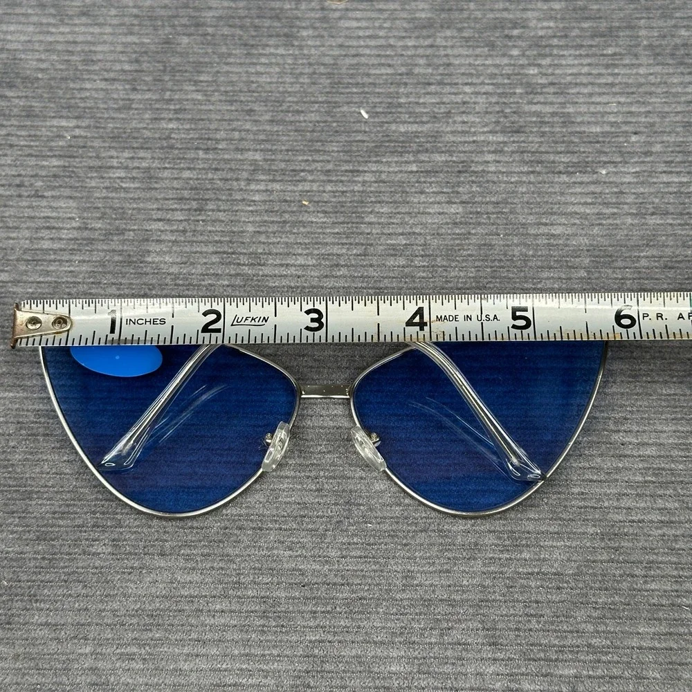 AJ Morgan Silver Cat Eye Sunglasses Blue Tint Lens UV 400 Retro 88472